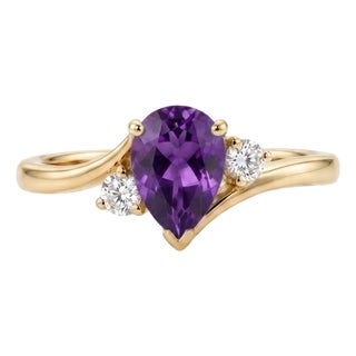 Elegant Amethyst Bypass Ring | Purple Gemstone Cocktail Ring | February Birthstone Ring Us 7 For Sale