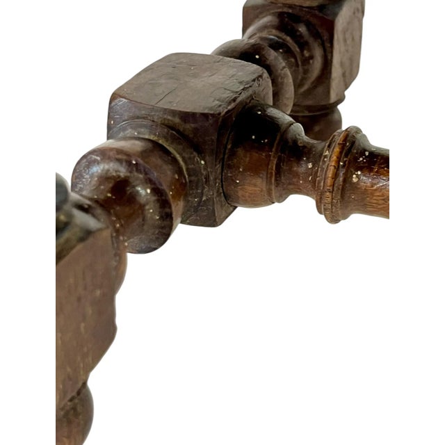 Brown Antique French Provincial Carved Oak Joint Small Stool or Riser For Sale - Image 8 of 15