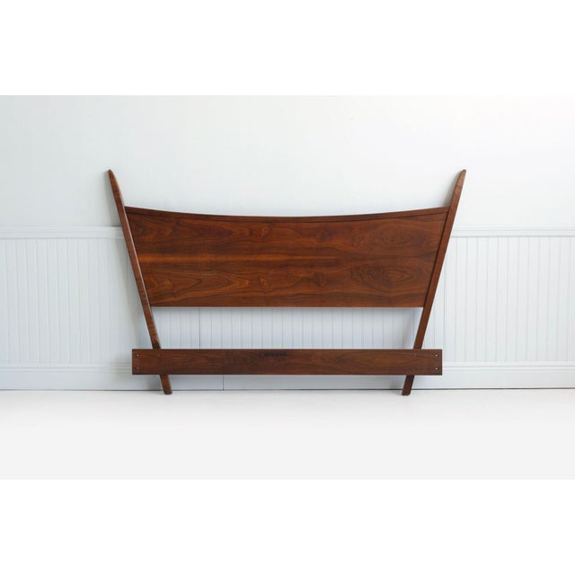 George Nakashima for Widdicomb Queen Headboard in Oiled Black Walnut, 1958 Rare Queen-size headboard with sculptural...