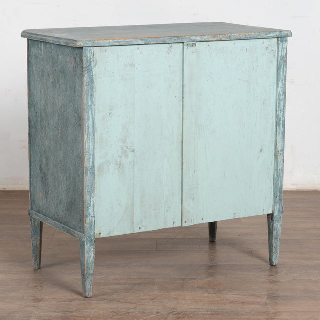 19th Century Swedish Gustavian Blue Chest of Three Drawers With Greek Key Design For Sale - Image 14 of 14
