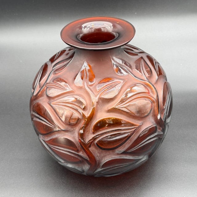 Amber Glass Sophora Vase by R. Lalique, 1926 For Sale - Image 6 of 11
