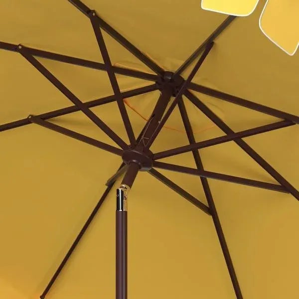Safavieh Outdoor Zimmerman 11ft Round Market Umbrella - Yellow For Sale - Image 4 of 5