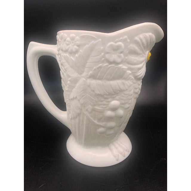 Traditional Antique Eapg 19th Century Opaque White Milk Glass Owl Pitcher For Sale - Image 3 of 8
