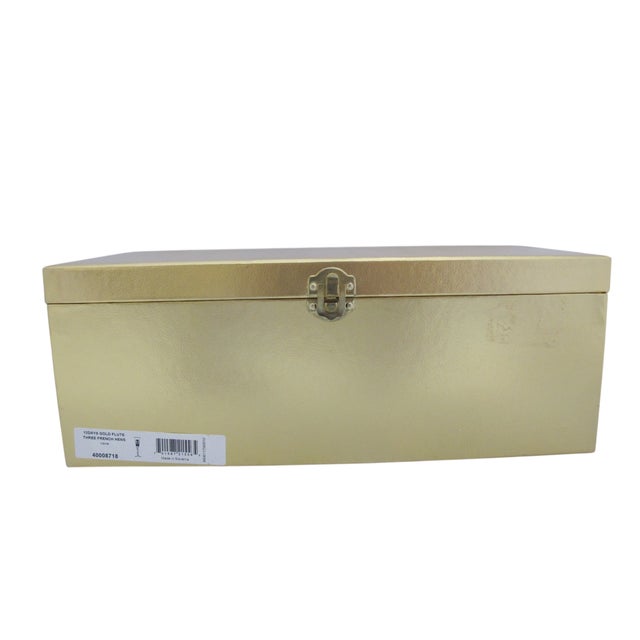 Waterford Crystal 3 French Hens 12 Days of Christmas Gold Champagne Flute in Box For Sale - Image 12 of 13