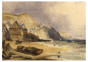 Fishing Nets on Beach, Possibly Brittany, Mid-19th Century, Watercolour Painting