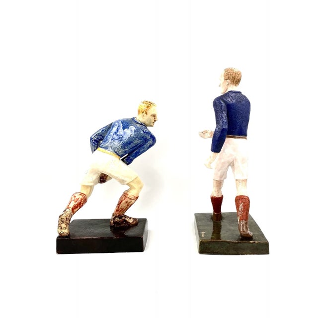 1940 Willy Wuilleumier Les Joueurs De Rugby French Figurines - a Pair For Sale - Image 4 of 13
