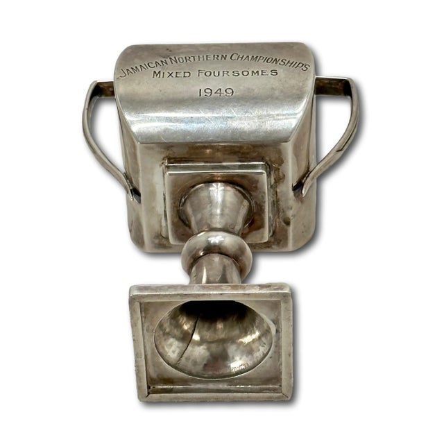 Antique 1877 London England Sterling Silver Trophy Cup With 1949 Mixed Foursomes Tennis Championship Presentation Engraving For Sale - Image 10 of 12