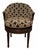 Louis XVI Style Upholstered Swivel Chair. Beautifully upholstered with a rich brown and Tiffany blue fabric.