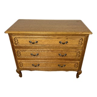 Vintage French Louis Oak Chest of 3 Drawers For Sale