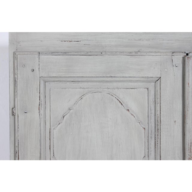 Gray Antique Danish Baroque Storage Cabinet with Light Grey Paint, 1900s For Sale - Image 8 of 13