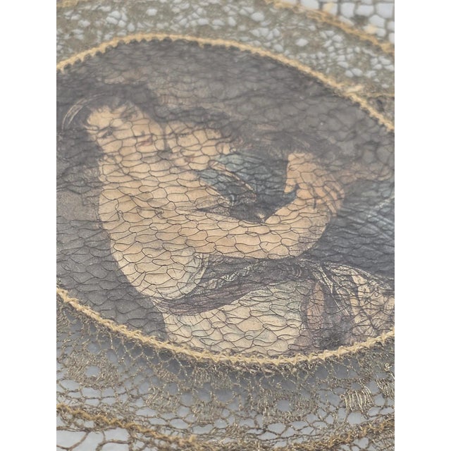 Ultra Rare Antique 1820s Lace Mounted Portrait Watercolor on Ivory Georgian Art For Sale - Image 12 of 12