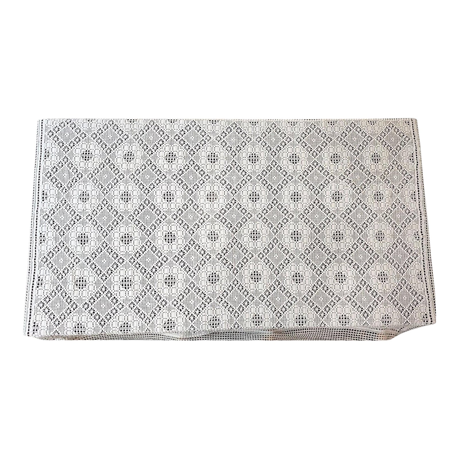 Vintage Hand-Crocheted White Cotton Tablecloth – Intricate Floral ...
