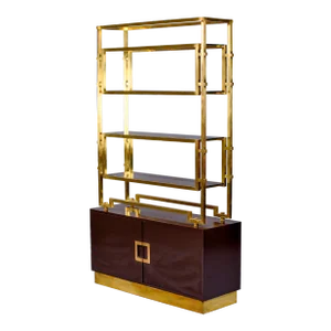 Romeo Rega Brass & Espresso Color Enamel Shelf Cabinet