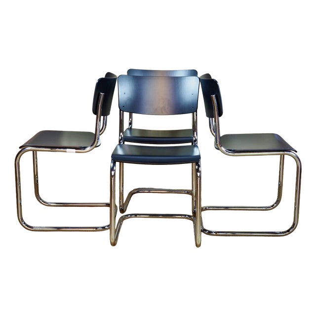 Black S43 Cantilever Chairs by Mart Stam & Marcel Breuer for Thonet, 2010s, Set of 4 For Sale