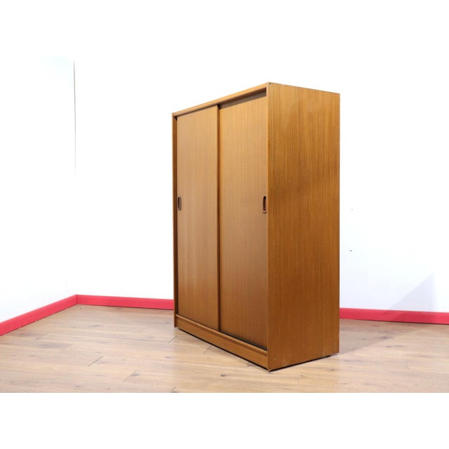 Mid Century Modern Vintage Teak Sliding Door Armoire Wardrobe in the Style of Austinsuite Danish Style For Sale - Image 11 of 14