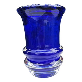 Cobalt Vase by Gunnar Ander for Lindshammar Stålverk, 1950s For Sale