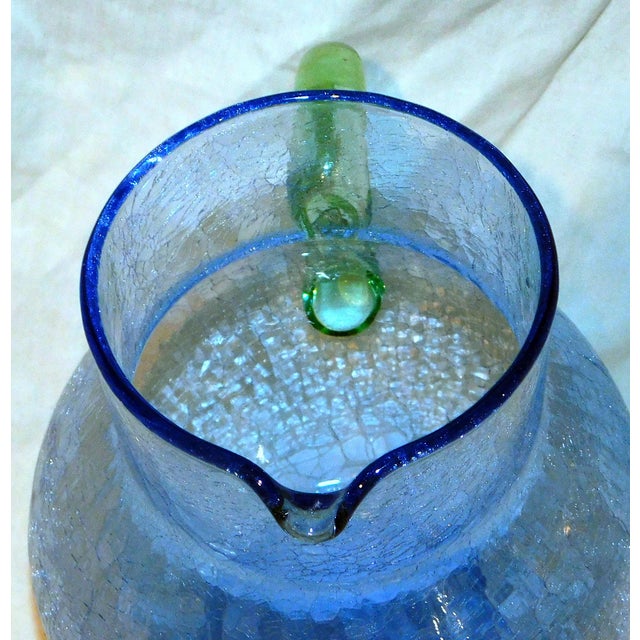 Vintage Crackle Glass Pitcher For Sale - Image 4 of 6
