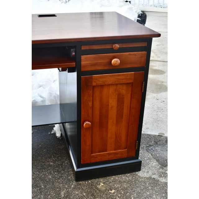 Vtg. Ethan Allen "Impressions" Black & Cherry Home Office Desk For Sale - Image 12 of 13