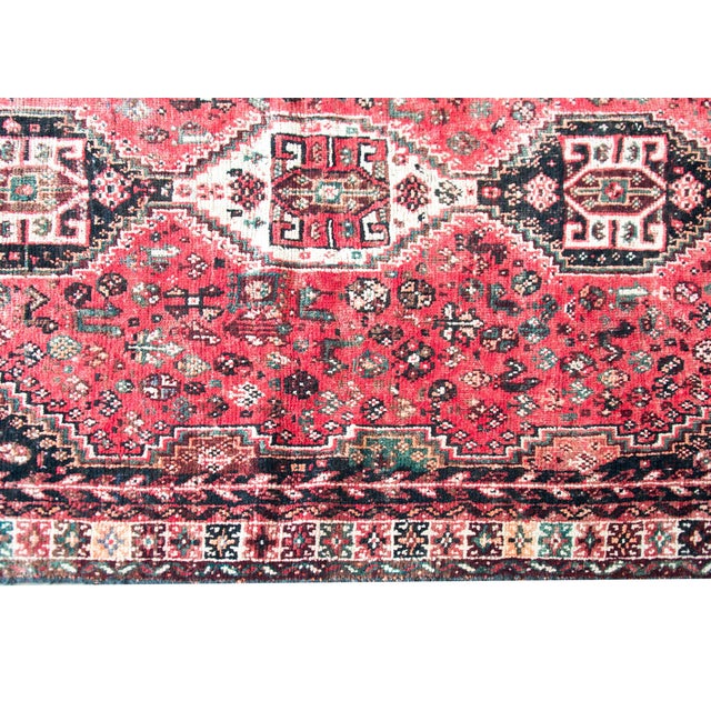 Red Mid-20th Century Persian Shiraz Rug For Sale - Image 8 of 14