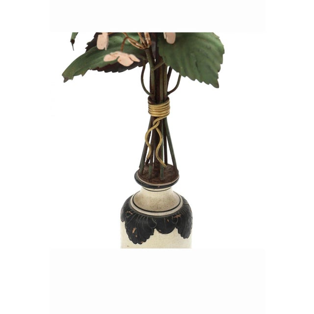 Vintage Italian Tole Flower and Wheat Lamps, a Pair For Sale - Image 9 of 11