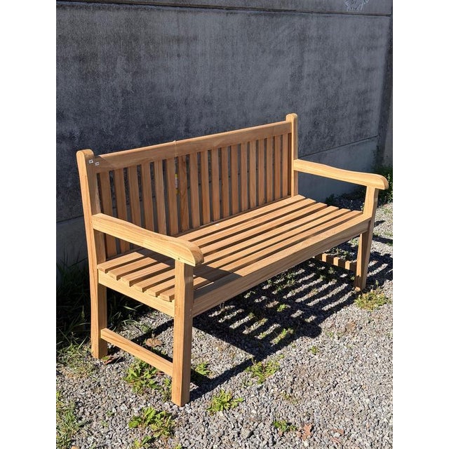Classic Teak Garden Bench For Sale - Image 3 of 7