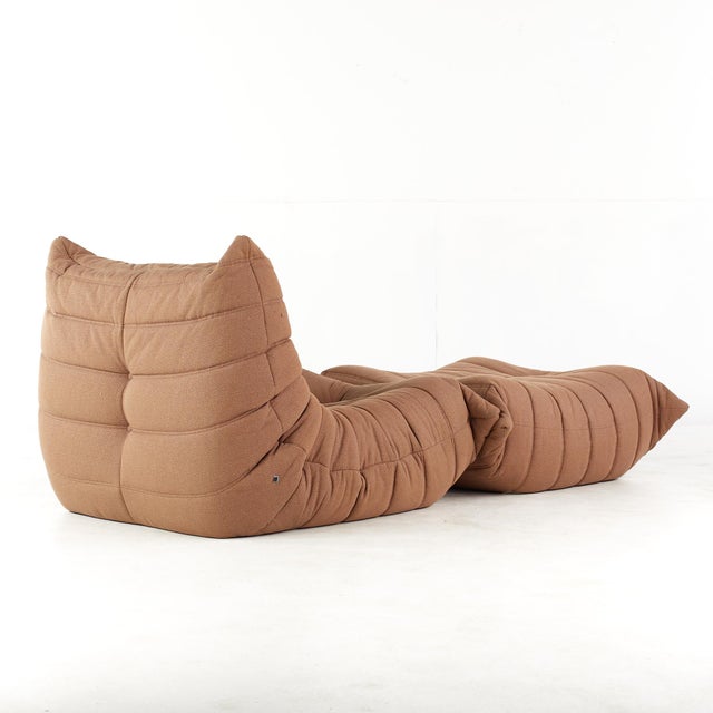 Brown Michel Ducaroy for Ligne Roset Mid Century Togo Lounge Chair With Ottoman For Sale - Image 8 of 12