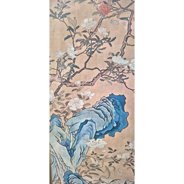 Pair Chinese Asian Silk Watercolor 1940s Paintings ~ Framed & Signed For Sale - Image 4 of 10