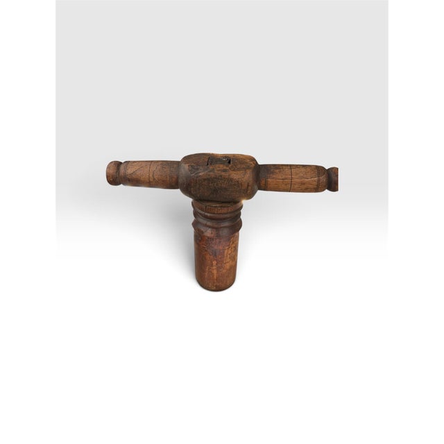 Antique Primitive Hand-Carved Wooden Mortar & Pestle, 15” For Sale - Image 9 of 11