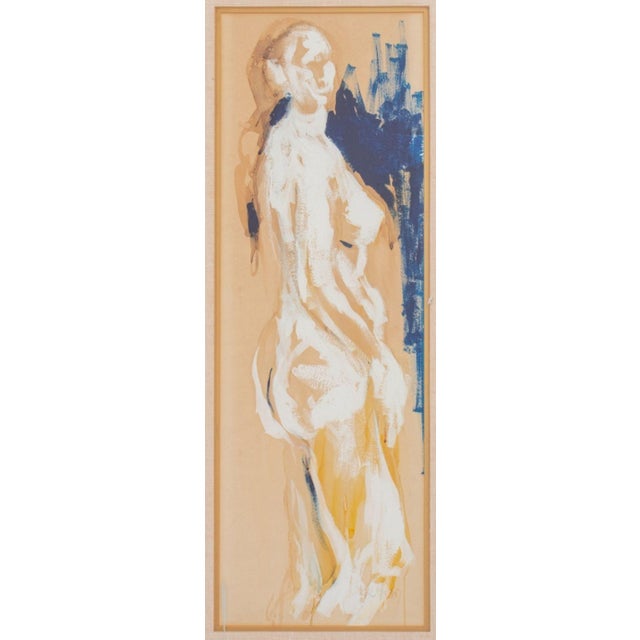 20th Century School, Abstract Standing Nude Woman, Acrylic on Paper, illegibly signed "B(?)stein" lower right, giltwood...