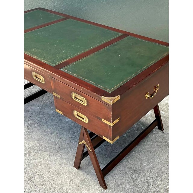 Vintage Military Campaign Wood Desk For Sale - Image 12 of 15