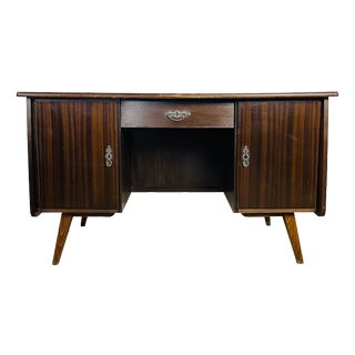Vintage Double-Sided Mahogany Desk from Bühne Mignon Möbel, 1960s For Sale