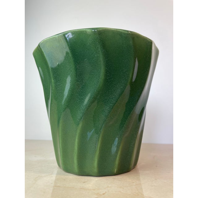 Ceramic Vintage Bauer Pottery Swirl #6 Green Planter, Los Angeles For Sale - Image 7 of 7