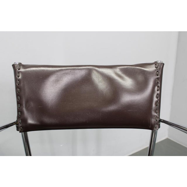 Mid-Century Modern Armchairs in Leather & Chrome from Arper, 1980s, Set of 6 For Sale - Image 9 of 18