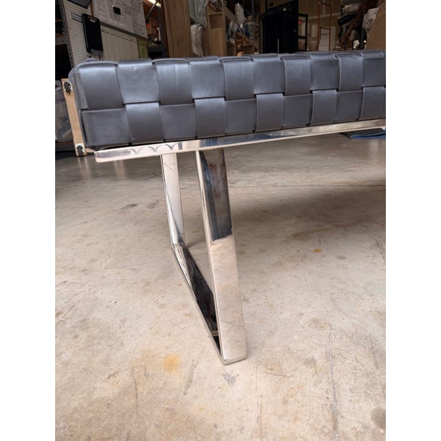 Nuevo Black Leather Bench For Sale - Image 4 of 9