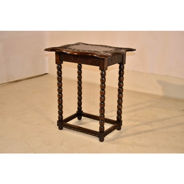 Victorian 19th Century English Oak Carved Side Table For Sale - Image 3 of 6