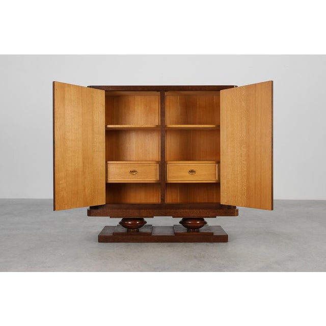 Wood Art Deco Oak Cabinet with Sculptural Carving from Jacques Klein, France, 1925 For Sale - Image 7 of 18