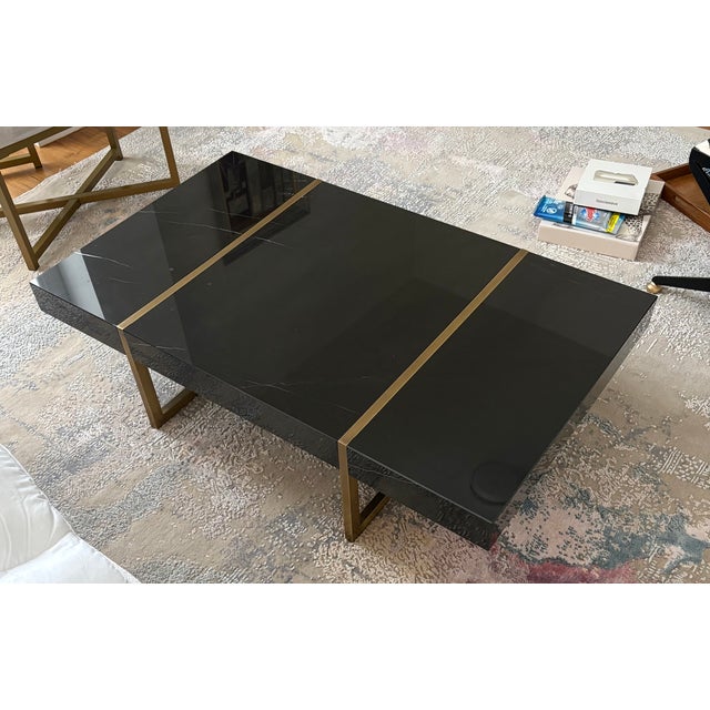 2020s Custom Made Marble and Brass Coffee Table, Imported From Turkey 2023 For Sale - Image 5 of 10