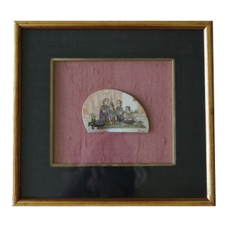 Vintage Thai Royal Court Miniature Painting on Shell, Signed Roong — Gilt Framed For Sale