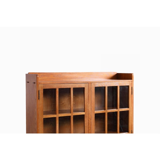 Wood Mission Oak 2 Door Bookcase With Glass Doors - Michael's Cherry For Sale - Image 7 of 10