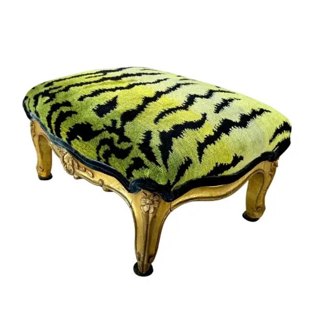 Green Louis XV Scalamandrè Footstool For Sale - Image 8 of 11