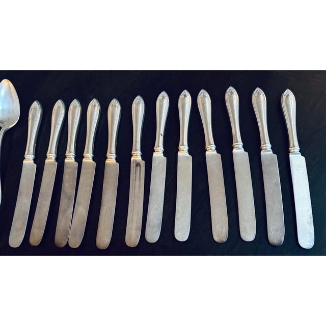 Art Nouveau Antique Community Plate Sheridan 1910 - 12 Place Settings- (73 PCs.)- SilverPlate H Mono For Sale - Image 3 of 12