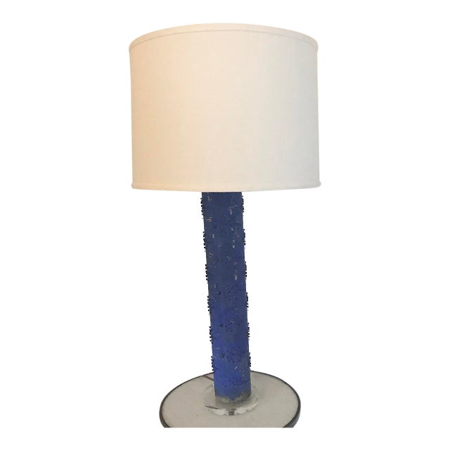Klein Blue Wallpaper Roller Table Lamp For Sale