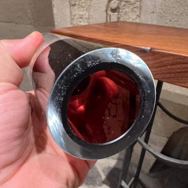 Transparent 1980s Modern Pair Art Glass Vases Controlled Bubble Poland For Sale - Image 8 of 10