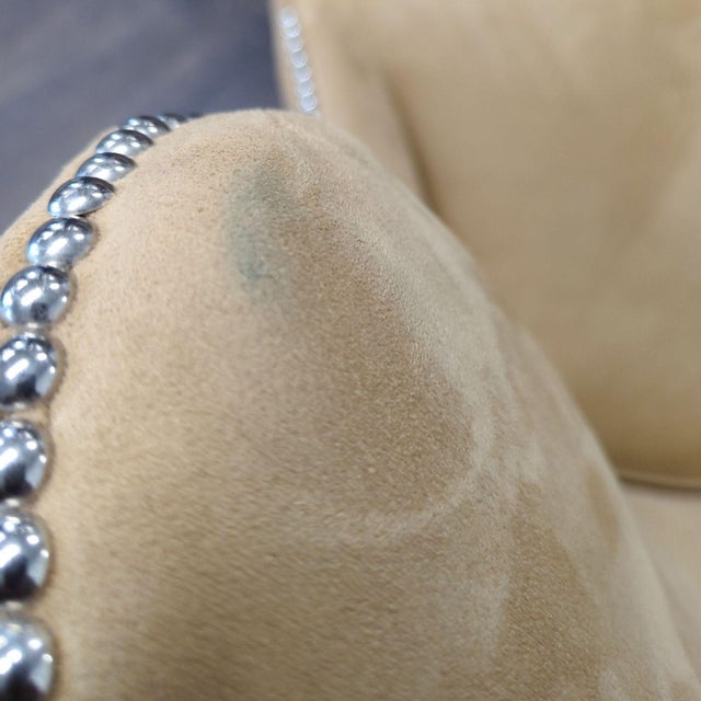 Williams Sonoma Home Tan Lounge Chair With Nailhead Trim For Sale - Image 9 of 10