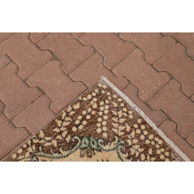 Beige 1970s Vintage Floral Design Handmade Sparta Area Rug For Sale - Image 8 of 10