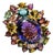 Bochic "Orient" Natural Multi Tourmaline & Amethyst Ring Set 18K Gold & Silver For Sale