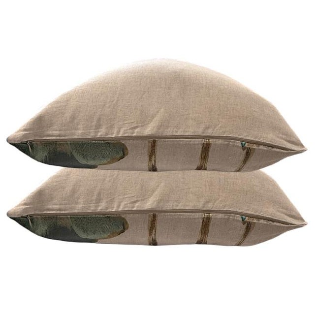 2020s "Opium" Embroidered Linen Pillows – Azure For Sale - Image 5 of 7