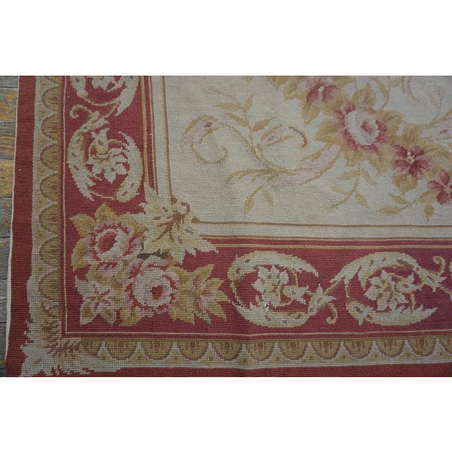 Special Tan Beige Color With Great Geometric Design Vintage Needlepoint Rug For Sale - Image 10 of 15