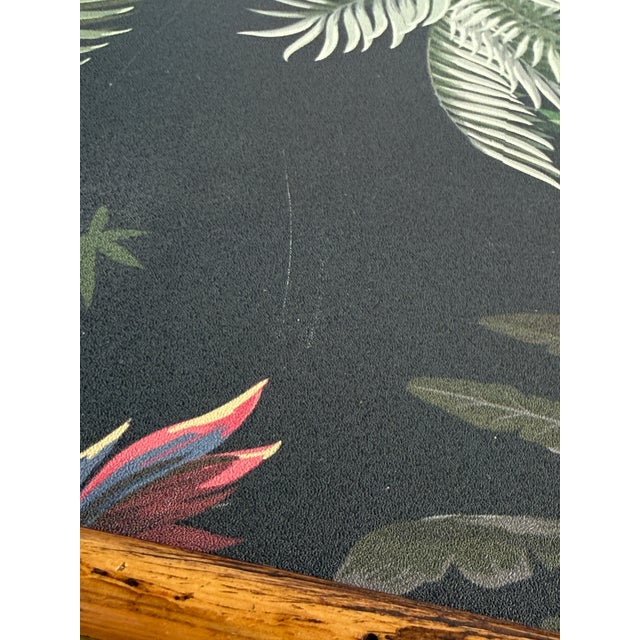 Mid 20th Century Mid-20th Century Sons-Cunningham Rattan Side Table With Tropical Wallpaper Top For Sale - Image 5 of 12