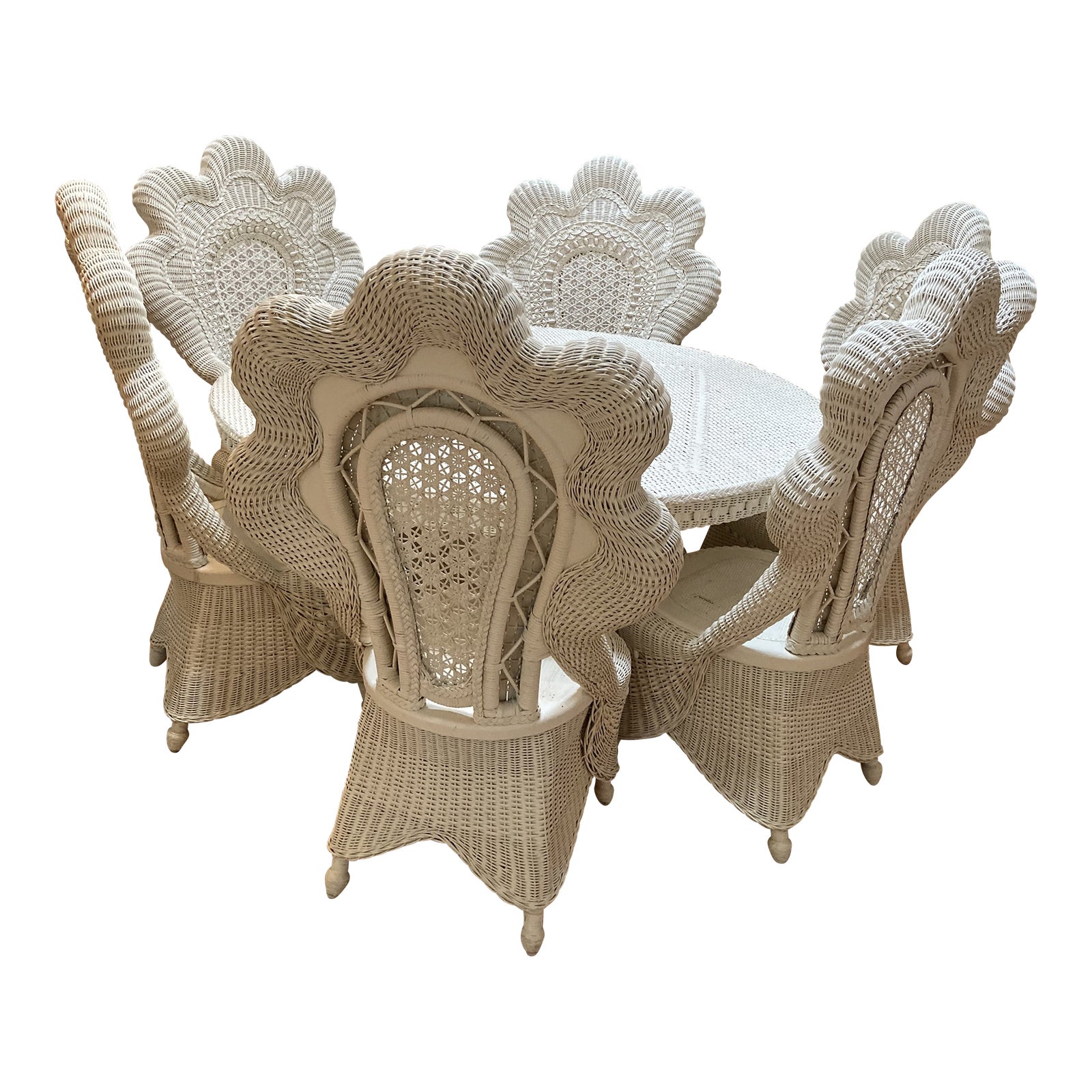 Victorian Style Wicker Dining Table and Six Chairs by Michael Carlson